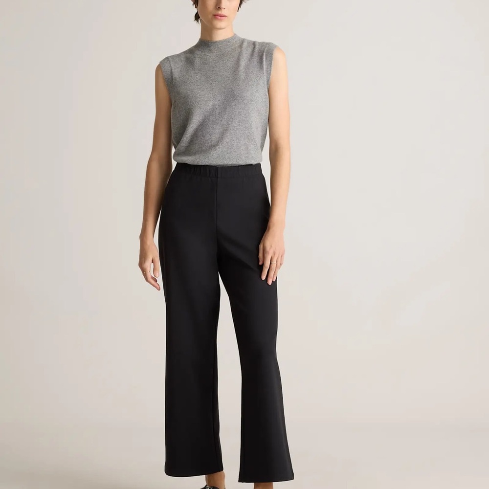 SOLD OUT ONLINE Quince Organic Cotton Double Knit Wide Leg Pants in Black Size M